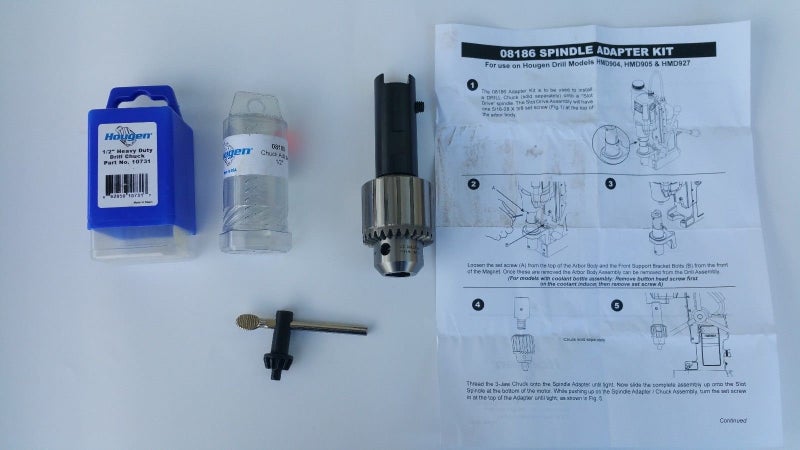 HOUGEN DRILL CHUCK&ADAPTER FOR MODELS,HMD904, 905 & 927 (SLOTDRIVE)#08186/#10731 - Image 2